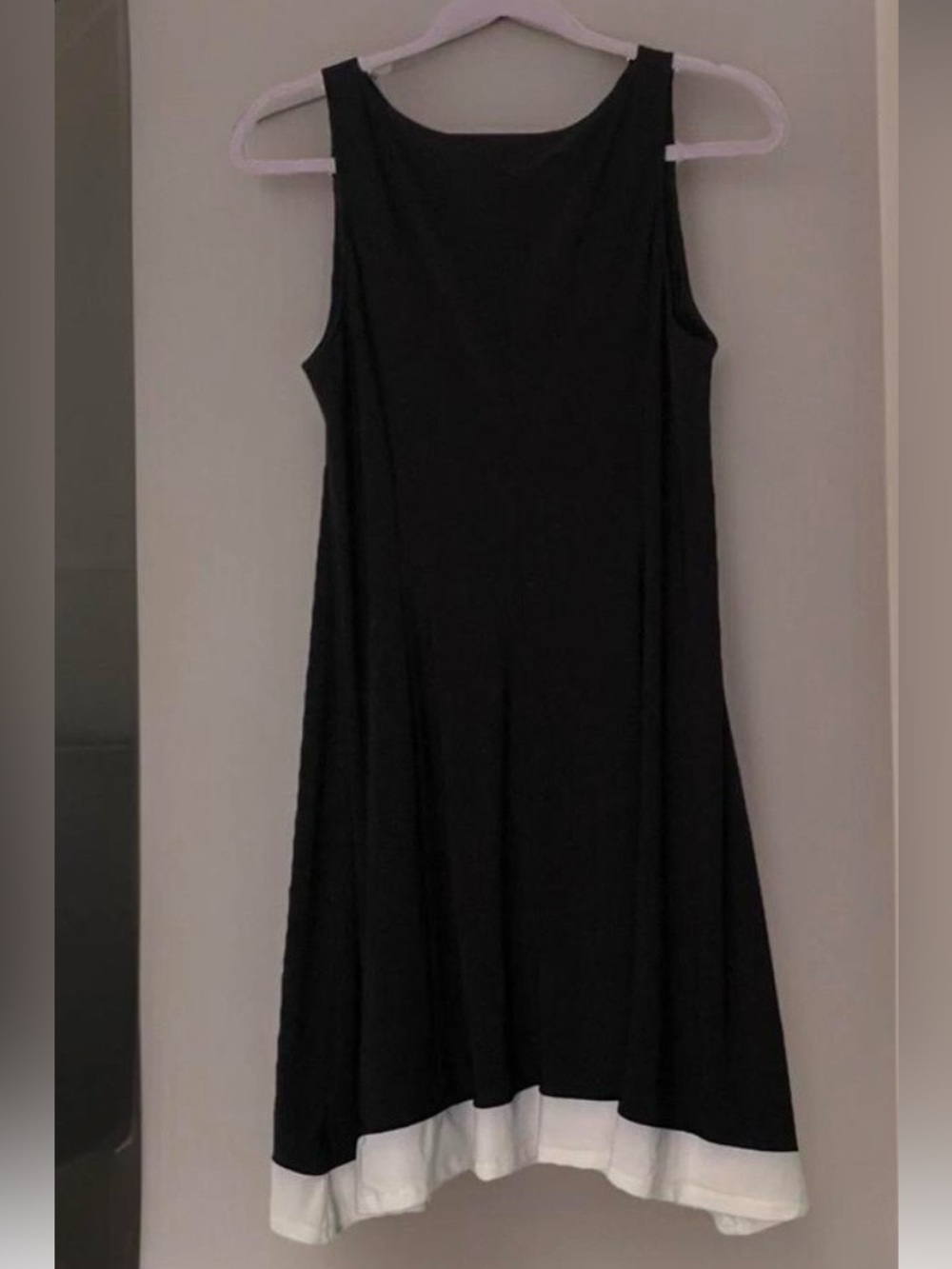 Chaps Black White Knit A-Line Dress Sleeveless Knee Length Size L - Picture 2 of 5
